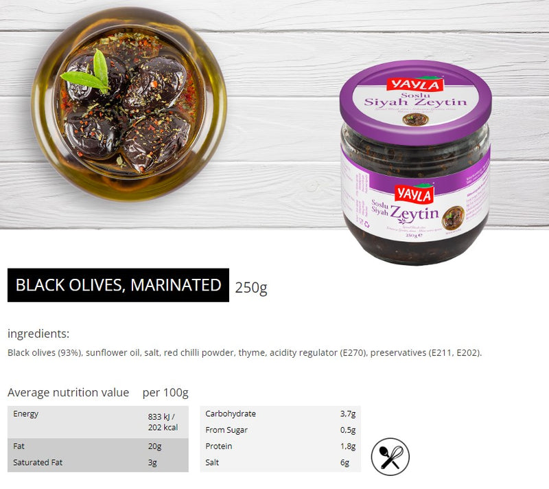 Yayla Black Olive with thyme in oil (Marinated) 250gr