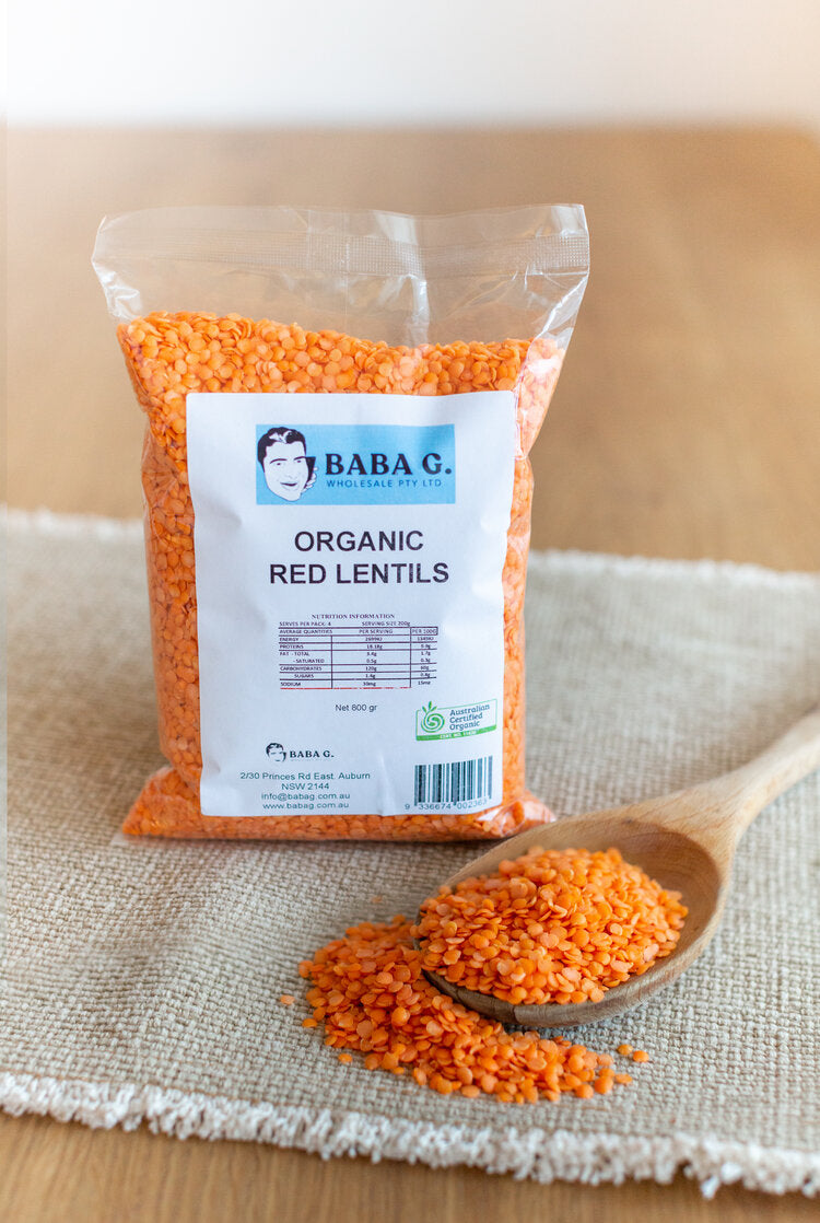Organic Red Lentils - 800g – Baba G Online Grocery Store