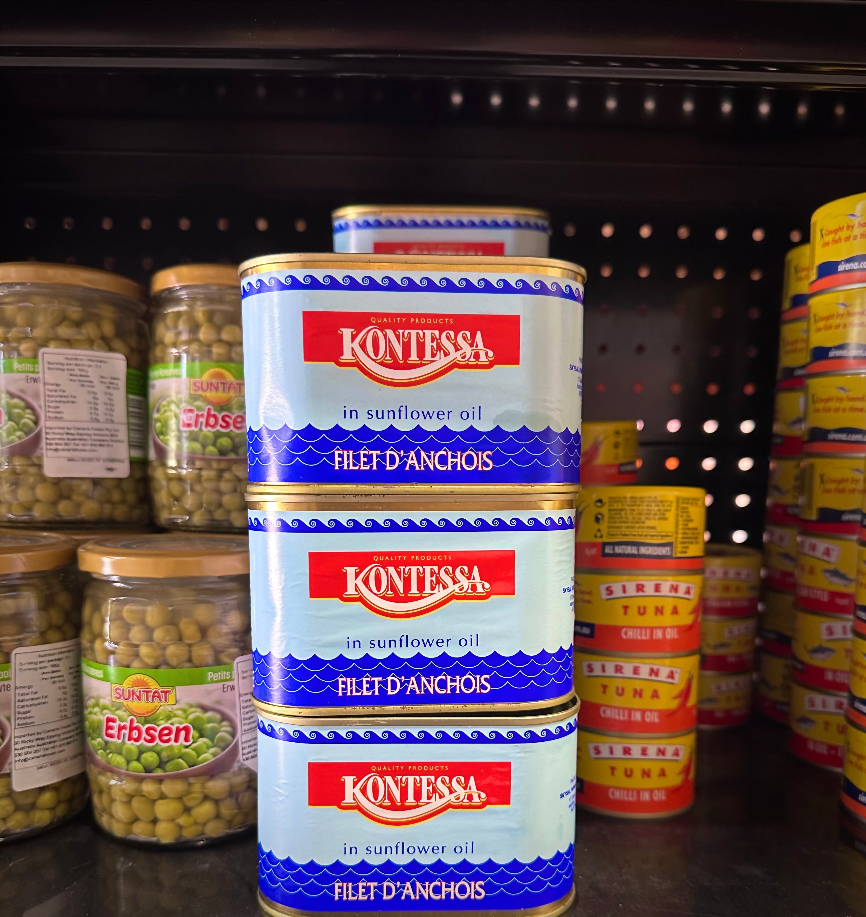 Kontessa Anchovies in sunflower oil 700g Baba G Online Grocery Store