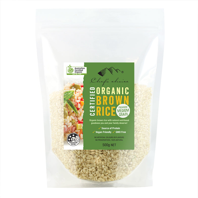 Certified Organic Brown Rice Premium Medium-Grain 500g