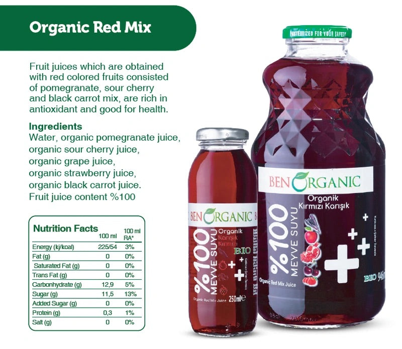 BenOrganic Red Mix Juice Glass Bottle 946ml