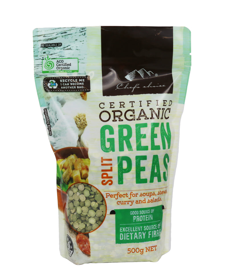 Certified Organic Green Split Peas 500g