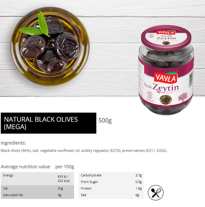 Yayla MEGA Black Olive Big Size - 500gr