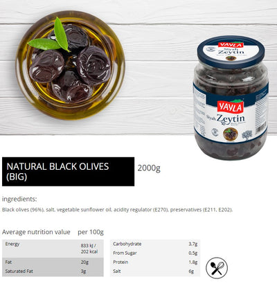 Yayla Natural Big Size (iri) Black Olives- 2000gr