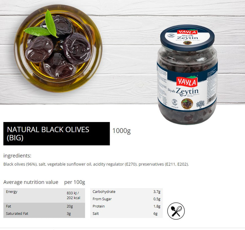 Yayla Natural Big Size ( iri) Black Olive- 1000gr