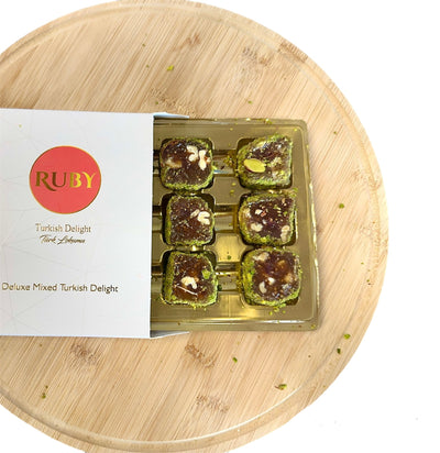 Ruby Special Turkish Delight - Coated Pistachio Powder Delight with Walnut & Fig.