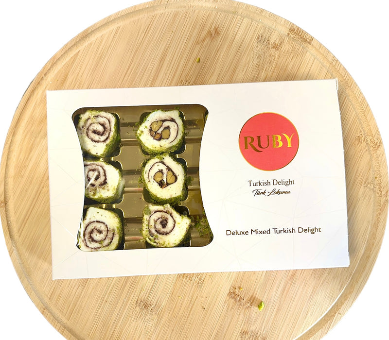 Ruby Special Turkish Delight - Pistachio Coated with Chocolate filling