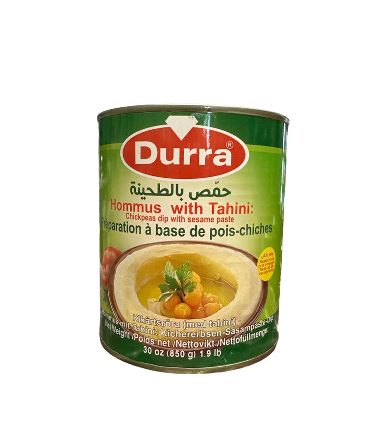 australia shop supermarket Durra Hommus with Tahina - Chickpea puree with sesame paste. Hummus is probably one of the best known Middle Eastern foods due to its popularity worldwide. The chickpea-based dip can be found in most conventional grocery stores in North America and on many non-Middle Eastern restaurant menus. Hummus is typically served as part of an appetizer or (mezza) tray alo