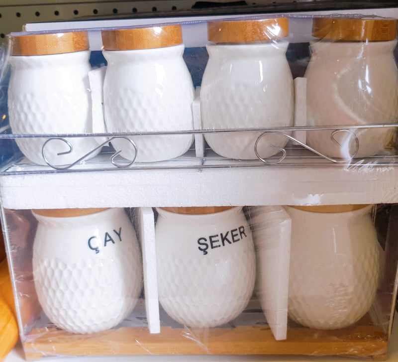 Porcelain Jars - set of 8
