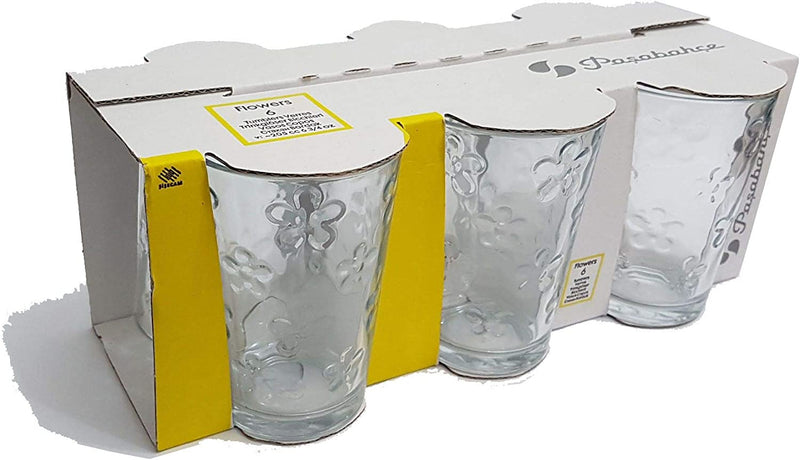 Flower Tumblers Turkish Tea Glass Set Pasabahce Vefa - set of 6