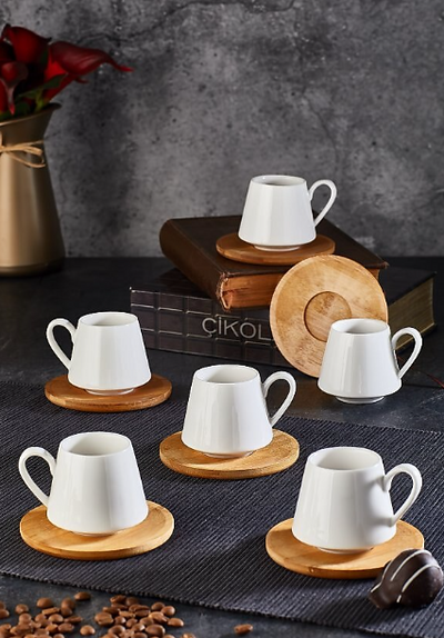 Turkish Tea Coffee Lavish Bamboo Set - 12 pieces