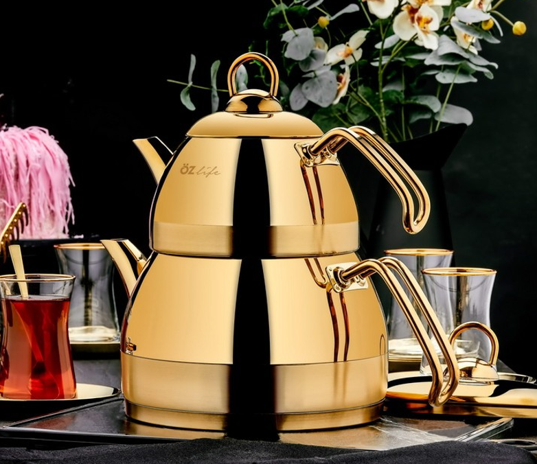 Turkish Tea Kettle - Family Size Gold Titanium