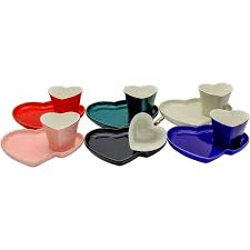 Turkish Coffee Cup & Plate Heart Glossy Set - 12pcs